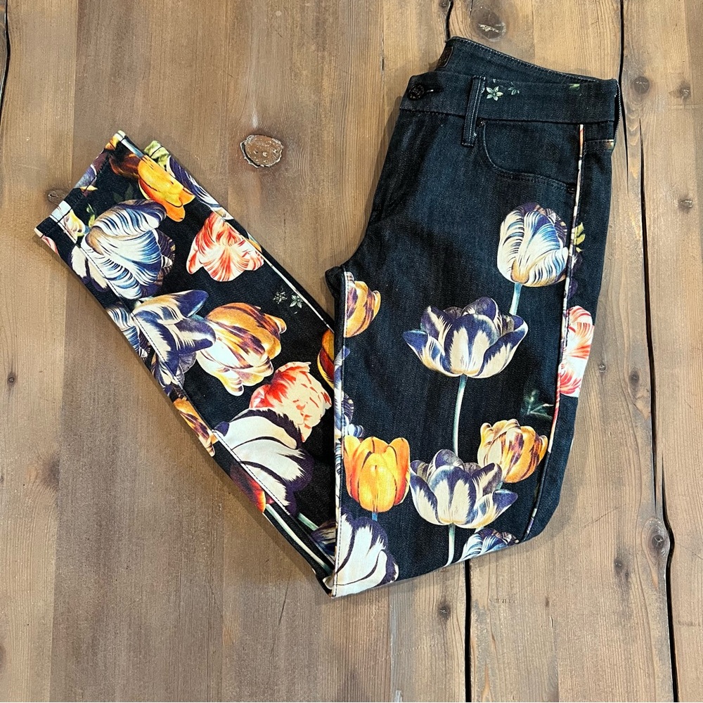 RARE Unique Mother Denim Tulip Floral Low Rise Skinny Jeans